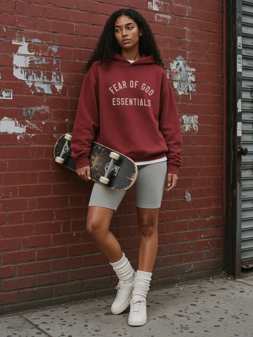 Hoodie and shorts streetwear inspiration
