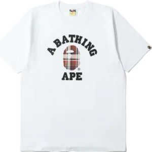 Bape Bleach Check College Tee/White