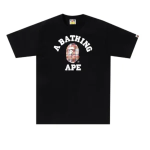 Bape Bleach Check College Tee/Black