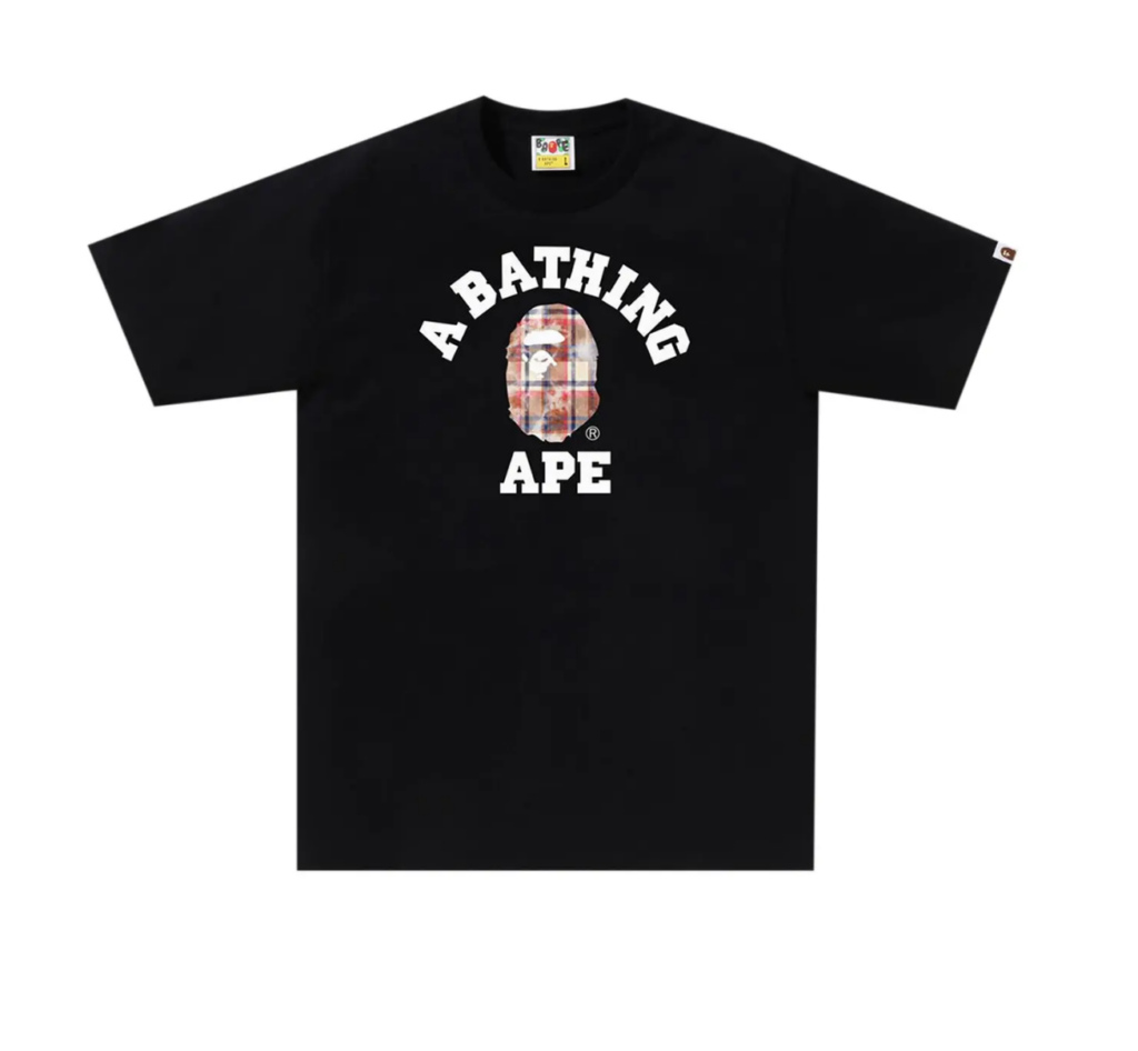 Bape Bleach Check College Tee/Black