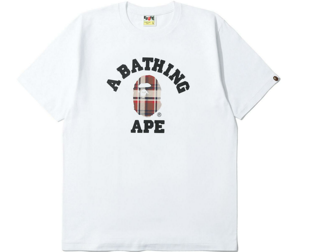 Bape Bleach Check College Tee/White